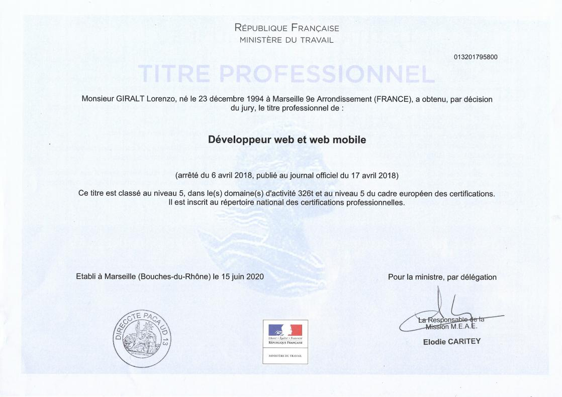 Certification Développeur web et web mobile