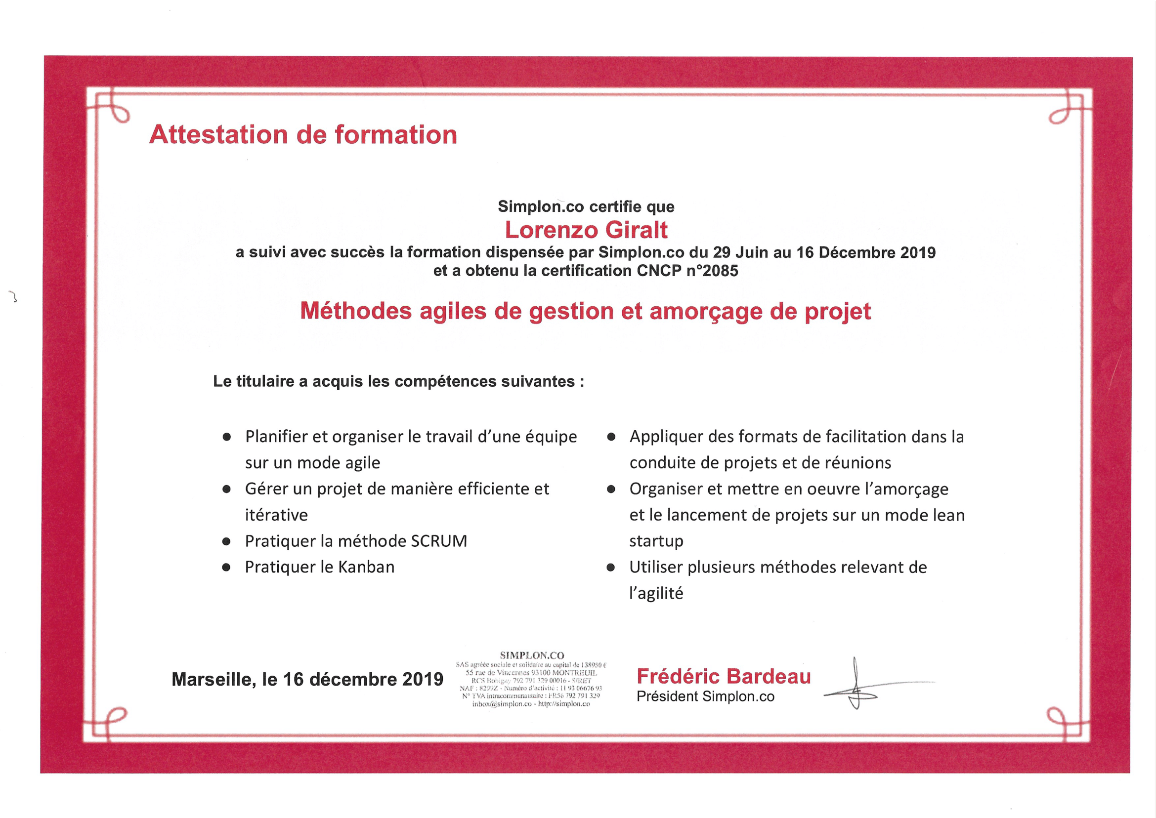 Certification Méthodes agiles de gestion et amorçage de projet